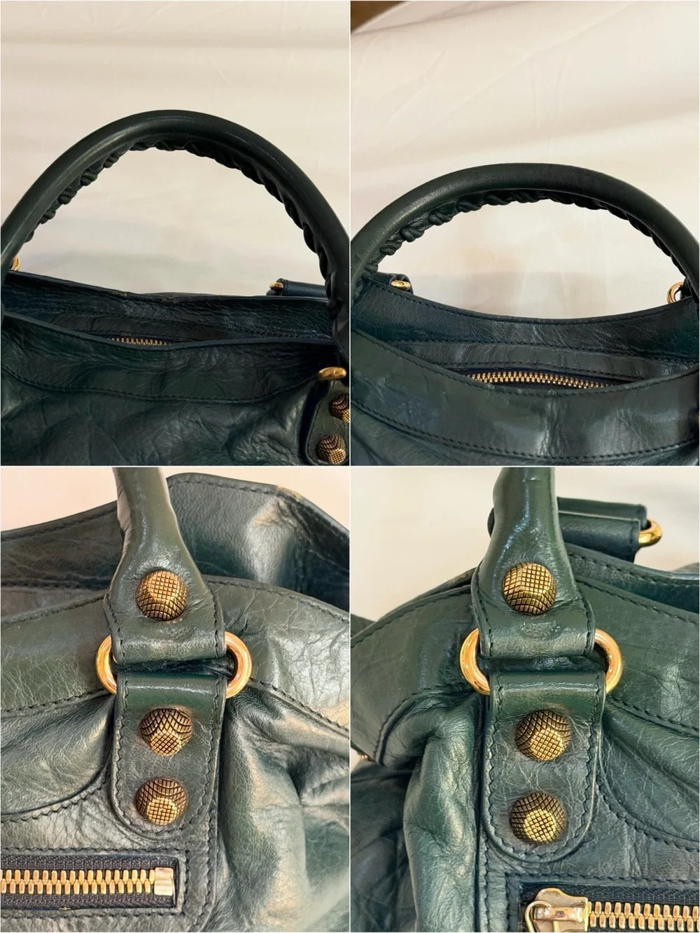 Dark green Balenciaga City bag with Strap